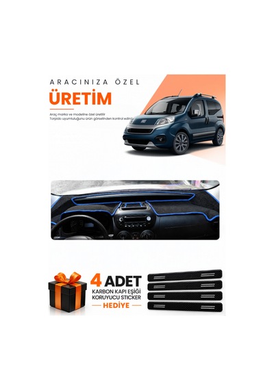 Fiat Fiorino 2007-2026 Uyumlu Torpido Koruma Örtüsü Oto Kılıfı - Siyah Mavi