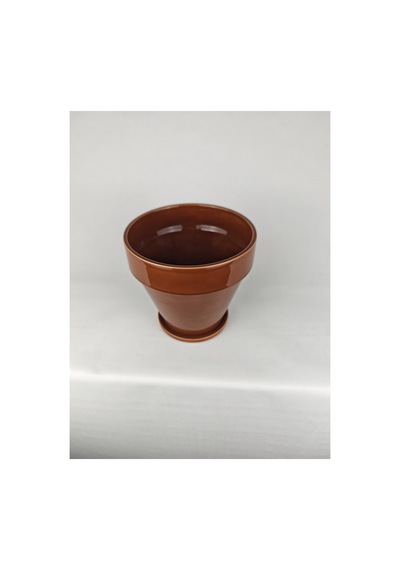Mathilda Seramik Saksı Parlak Kahverengi Çap:17cm Yük:17cm Tabaklı