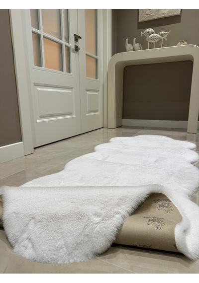 Ultra Soft Beyaz Yumuşak Dokulu Peluş Halı Çift Kafa Post