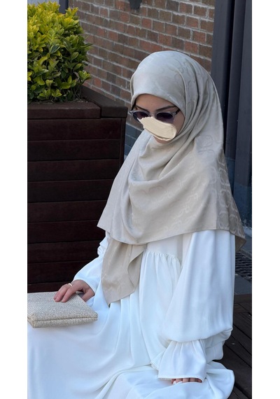Qalortex Scarf Premium Jakarlı Mira B.boy Eşarp - Taş