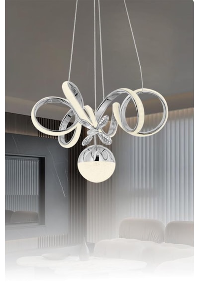 Eray Aydınlatma 9168-1 Krom Kristal Taşlı Led Avize Krom
