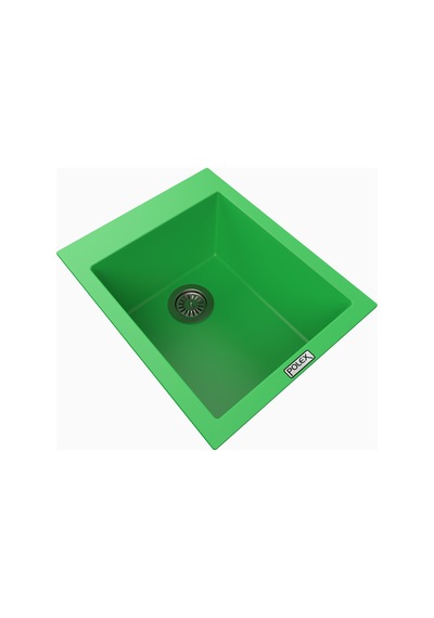 Polex Cristalüx Granit Evye P-05 Yeşil Tezgah Altı Ve Tezgah Üstü Kare Mutfak Evyesi 41x51 CM