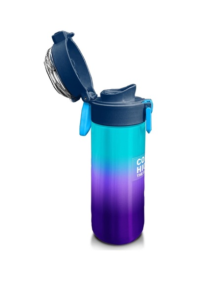 Coral High Kids Mor Renk Geçişli Desenli Pipetli Ve Direkt İçim Çelik Termos 500 Ml 31964 Mor - Sarı
