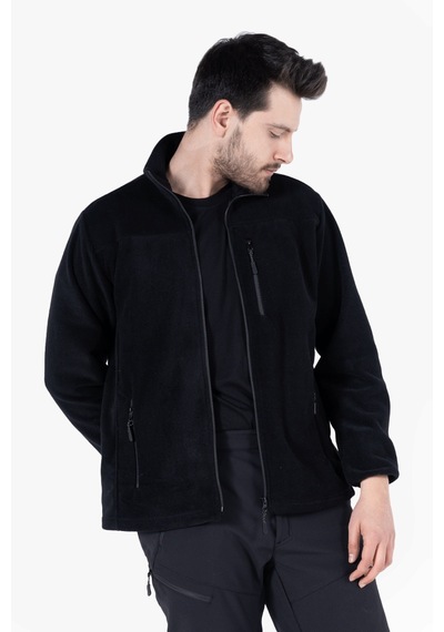 Owl Polar Ceket Tam Fermuarlı 3 Cepli Siyah