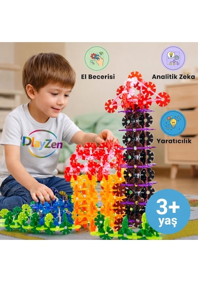 Yaratıcı Yapı Çarkları Tak Çıkar Eğitici Oyuncak 5 Renk 300 Parça 3+ Yaş