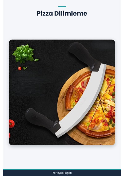 Satır Kıyma Bıçağı - Yarım Ay Modeli - Sebze Doğrama Ve Pizza Dilimleme - Paslanmaz Çelik Siyah