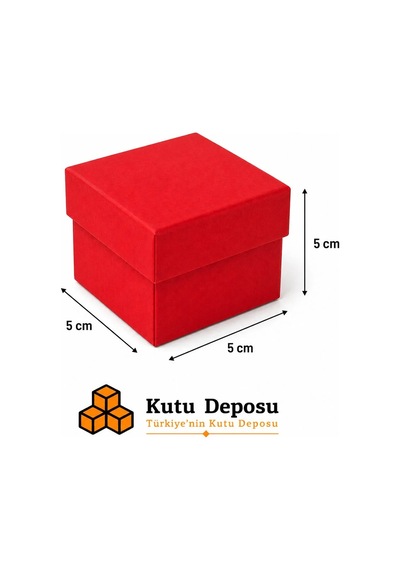5x5x5 Cm Tam Kapaklı Takı Kutusu - Kırmızı Demonte