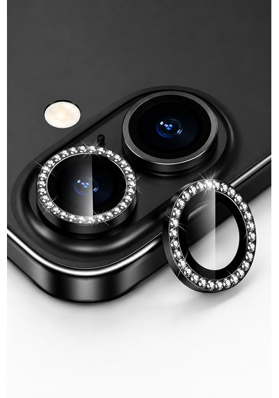 Apple iPhone 17 Uyumlu Taşlı Kamera Lens Koruyucu Siyah