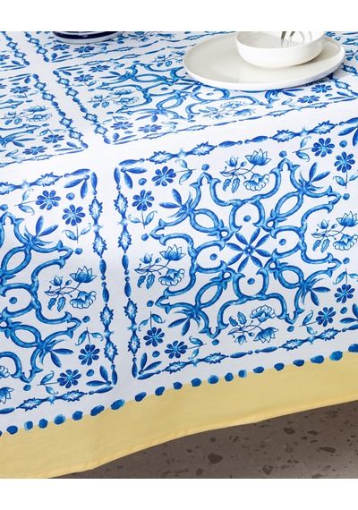 Madame Coco Ligny Masa Örtüsü - 150x250 Cm - Mavi/bej Maor0000000042