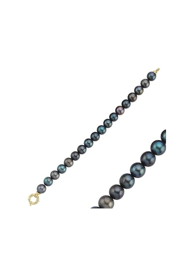 10,5 Mm Gemici Kilit Sıralı Siyah İnci Bileklik 18 Cm / Sarı Gümüş