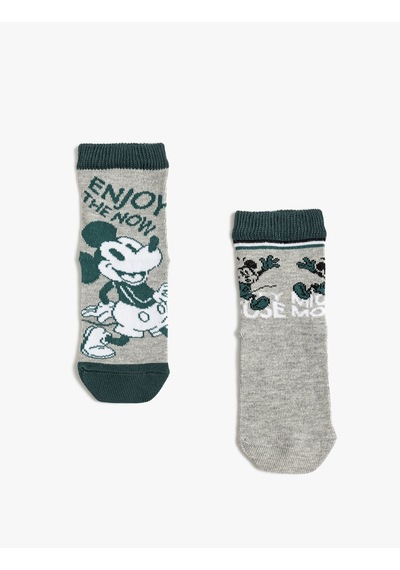 Koton 2'li Mickey Mouse Çorap Seti Lisanslı Multıcolor 5wkb80036aa Mavi