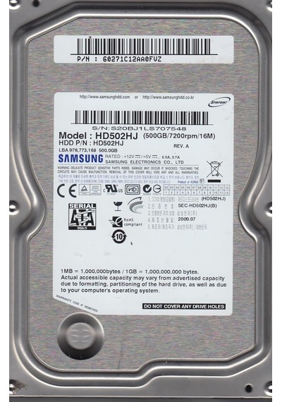 Samsung Uyumlu Spinpoint F3 Hd502hj 500 Gb 7200 Rpm 16 Mb 3.5 İnç Dahili Hard Disk