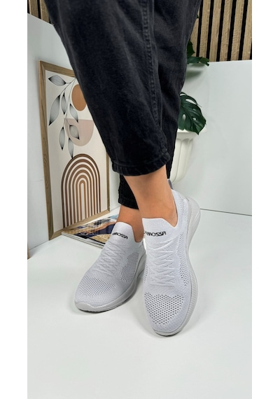 Günlük Unisex Sneaker Slip-on Nefes Alabilen Hafif Yürüyüş Bağcıksız Esnek Spor Ayakkabı 041f Buz