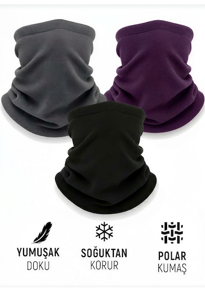 Qu-tex Qulothes 3 Lü Kombin Set Termal Polar Soğuk Geçirmez Bere & Boyunluk Unisex Kışlık Ayarlanabilir Çok Renkli