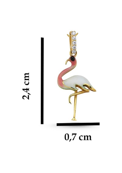 Mineli Flamingo Altın Kolye Ucu Ah03