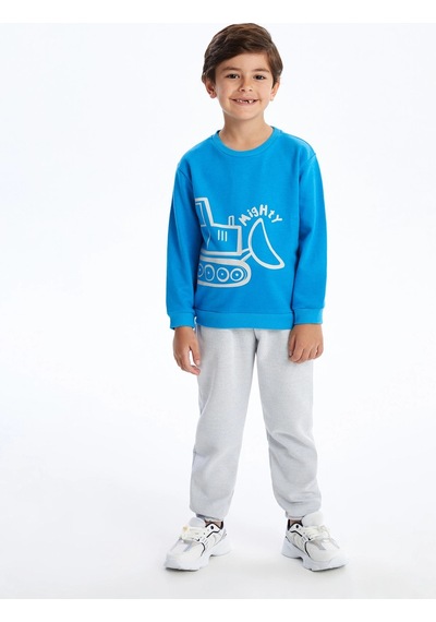 LC Waikiki Lcw Bisiklet Yaka Uzun Kollu Baskılı Erkek Bebek Sweatshirt Canlımavi