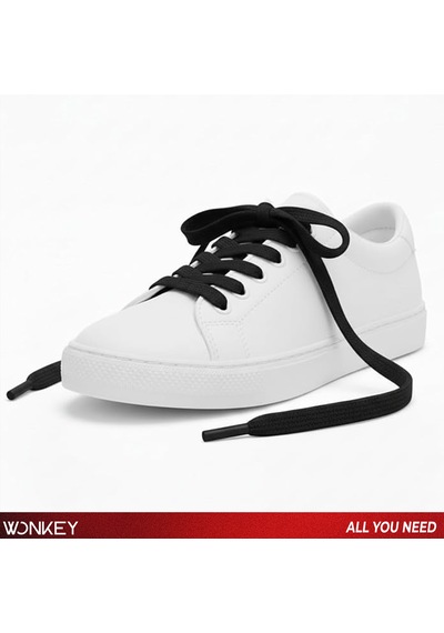 Wonkey Yassı Sneakers Spor Ayakkabı Bağcığı , Düz Bağcık , Yüksek Kaliteli Bağ, Spor Ayakkabılar İçin Premium Pamuk Bağı, Kaliteli Bağcık 1 Çift Siyah