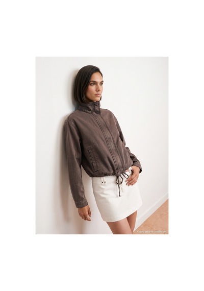 Dilvin 65391 %100 Pamuk Oversize Kot Ceket Kahve