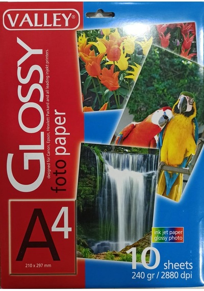 Valley Glossy A4 Fotoğraf Kağıdı 240 G 10'lu