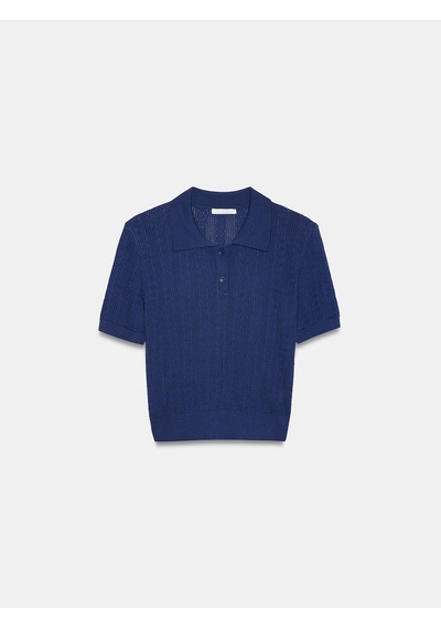 Dilvin 10781 Polo Yaka Triko Bluz-lacivert