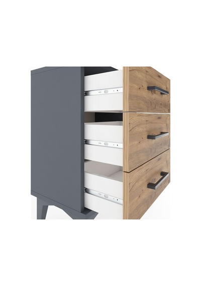 Arges Komodin 3 Çekmeceli 44x30x64 Antrasit-çam Antrasit