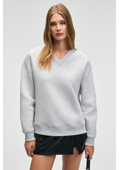 Grimelange ARINEL Kadın V Yaka Regular Fit Grimelanj Sweatshirt