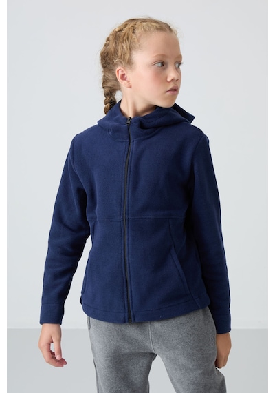 Tommy Life İndigo Kalın Yumuşak Dokulu Standart Fit Nakışlı Polar Kız Çocuk Sweatshirt - 75152 İndigo