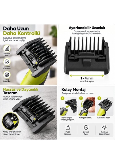 Philips Oneblade Tıraş Makinesi İle Uyumlu 5'i Bir Arada Ayarlanabilir Tarak