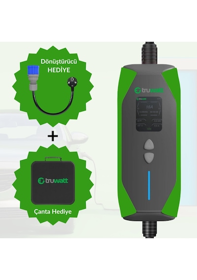 Truwatt Zt307 7kw Taşınabilir Elektrikli Araç Şarj Cihazı 32a/220v 7 Metre