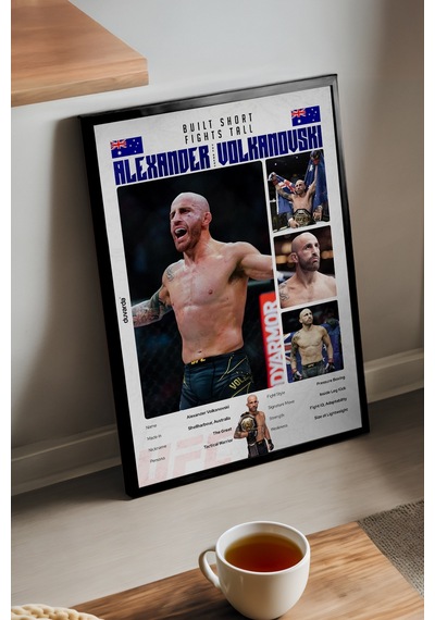 Alexander Volkanovski Ufc Siyah Ahşap Çerçeveli Poster, Dekoratif Dövüş Duvar Tablosu