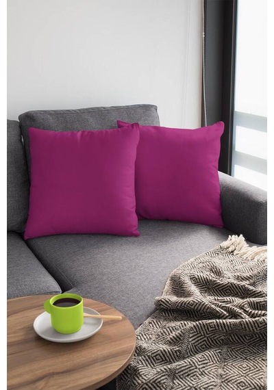 Fuşya Düz Sade 2'li Set Çift Taraflı Kırlent Kılıfı 2krl015n11