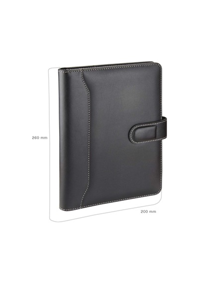 2k 4530 Ajanda Tarihsiz Çizgili 17 X 24 Cm Ajanda/defter Hesap Makineli Suni Deri Organizer, Siyah