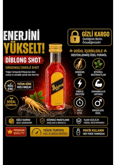 Diblong Shot Ginsengli Enerji Shot 12 Adet Ginseng Özlü Bitkisel Enerji İçeceği For Men