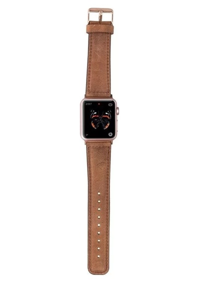 Apple Watch Uyumlu Deri Kordon 42-44-45mm G19 Taba Diğer