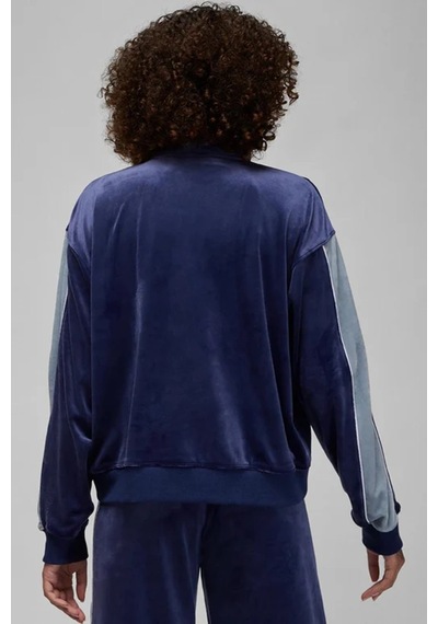 Nike Jordan Flight Full Zıp Velaur Womens Sweatshirt Oversize Kadife Kadın Sweatshirt Lacivert La