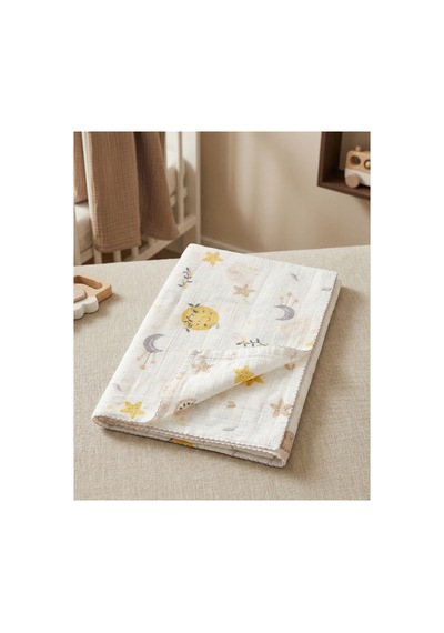 Tek Kat Müslin Bebek Örtüsü 75x85 Ekru