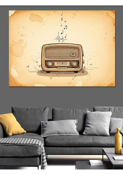 Ahşap Tablo Nostaljik Eski Tip Ahşap Radyo