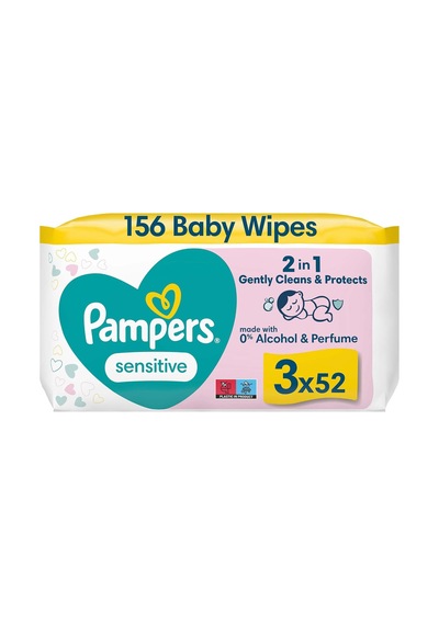Prima Pampers Sensitive Islak Bebek Mendili, 3'lü 52 Adet 156 Islak Mendil
