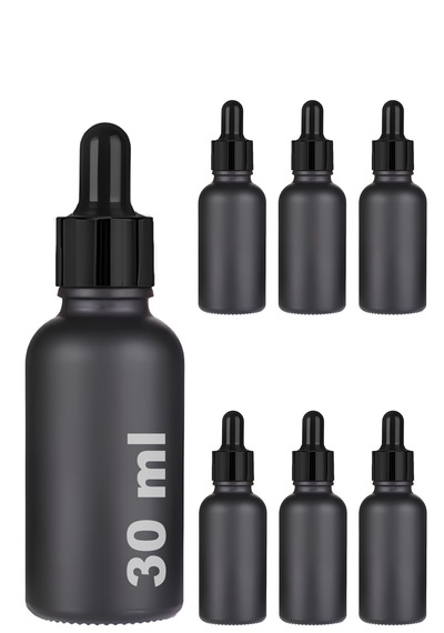 Afracam 30 Ml Mat Siyah Cam Damlalıklı 30 Cc Serum Şişesi 6 Adet