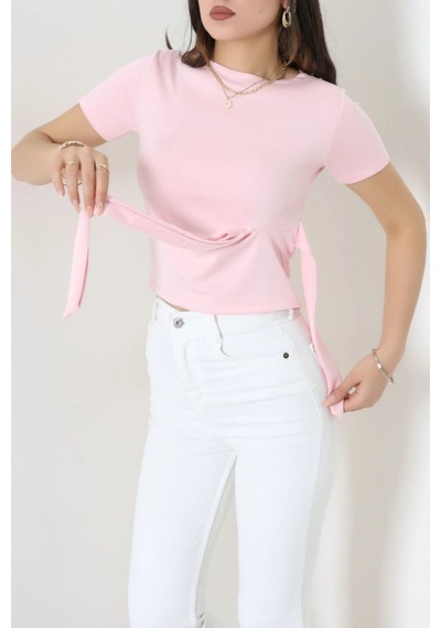 Modi Bel Bağlama Detaylı Modal Bluz Pembe - 71758.2023. Acık Pembe