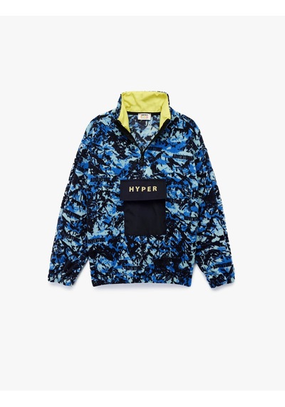 Koton Dik Yaka Desenli Oversize Polar Mavi Erkek Çocuk Sweatshirt 7wkb10054tk
