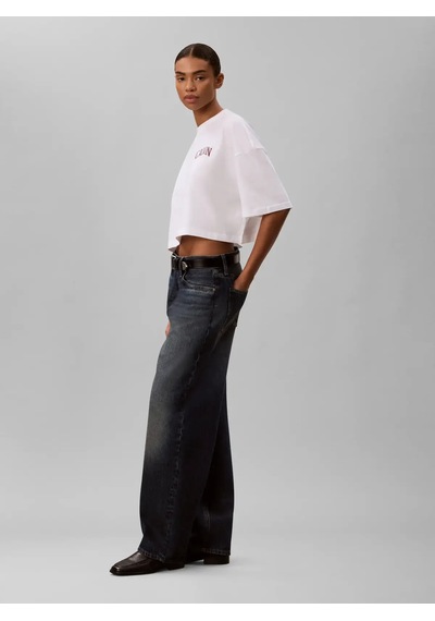 Calvin Klein Ss Boxy Cropped Back, Yaf Beyaz Kadın T-shirt