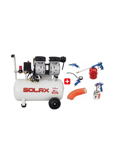 Solax EWS 24 Süper Sessiz Yağsız Kompresör 24 Lt + 5'li Aksesuar