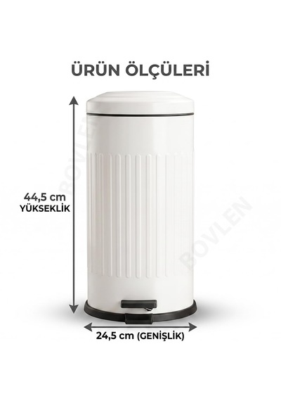 16 Litre Vintage Metal Çıkarılabilir Kovalı Çöp Kovası Beyaz