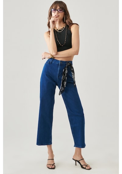 Lee Wide Leg Fit Yüksek Bel Geniş Paça Esnek Jean Kot Pantolon L31ZPDUE Koyu Mavi