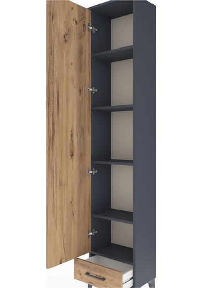 Arges Dolap 5 Raflı Tek Çekmeceli Tek Kapaklı 44x30x221 Antra... Antrasit