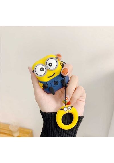 Apple Uyumlu iPhone 4. Nesil  Koruyucu Bluetooth Kulaklık Kılıfı Minions Figürlü Airpods 4.nesil