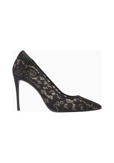 Castle Black Black Suede Studio Gia 100 Dantel Ve Saten, Siyah Ince Topuklu Stiletto Ayakkabı Topuklu Ayakkabı 39