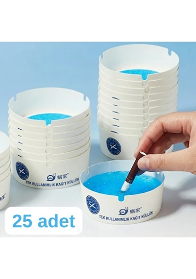 Mucit Home 25 Adet Tek Kullanımlık Kül Tablası Kokusuz Taşınabilir Pratik Jel Küllük Seti Ofis Kafe Ev