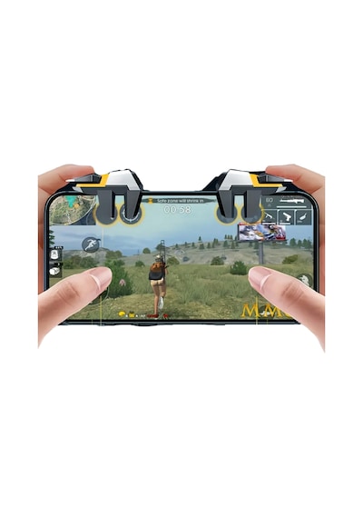 Diğer - Gri - Telefon Oyun Konsolu Pubg Tetik Tuşu Aparatı 4 Tuş Oyuncu Tetiği